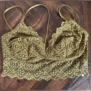 Auden Intricate Lace Bralette in Mustard